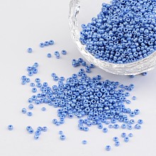 Honeyhandy DIY Craft Beads 12/0 Opaque Colors Lustered Round Glass Seed Beads, Cornflower Blue, Size: about 2mm in diameter, hole:1mm, about 3304pcs/50g