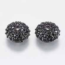 Honeyhandy Brass Micro Pave Cubic Zirconia Bead Cap, Apetalous, Gunmetal, 8x3mm, Hole: 0.8mm