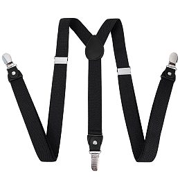 Arricraft Polyester Elastic Men's Strength Suspenders, with Iron Clasps, Black, 75x25x2mm