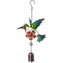 Wind Chimes, Iron Art Bird Pendant Decorations with Glow in the Dark Ball, Green, 330mm, bird: 145x158x39mm