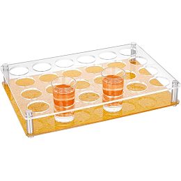 NBEADS 24 Shot Glass Holder, Golden Acrylic Shot Glass Holder Wine Glass Cup Serving Tray Cups Organizer Shot Glass Display Bar Accessories for Party Bar Club Home, Hole: 1.5 inch