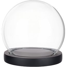 PandaHall Elite Glass Display Cloche Dome 4.9x4.5 Inch Glass Display Showcase with Base Decorative Display Dome Snowglobe for Fairy Lights Plants Flower Display Beach Sand Halloween Xmas Decoration