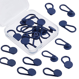 GORGECRAFT 10Pcs Elastic Waist Extenders Adjustable Plastic Extended Button for Denim Trousers Jeans Pregnant Trousers, Dark Blue