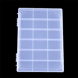 Honeyhandy Plastic Bead Storage Containers, 18 Compartments, Rectangle, Clear, 28.5x19.5x2.2cm, Compartment: 44.5x60.5mm