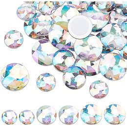 FINGERINSPIRE 45 Pcs Flat Back Round Acrylic Rhinestones 3 Sizes (0.79", 0.98", 1.18") with Container Self-Adhesive Crystal Circle Gems Sparkling Plastic Stickers for Jewels Crafts (Clear AB)