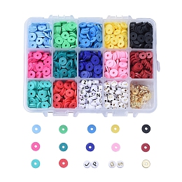 Honeyhandy Eco-Friendly Handmade Polymer Clay Beads, with Acrylic Beads, Brass Spacer Beads, Plating Acrylic Beads, Mixed Color, 8x1.5mm, Hole: 2mm