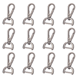 WADORN 12pcs D Ring Swivel Lobster Claw Clasp, 2 Sizes Push Gate Keychain Clips Hooks Detachable Snap Keyrings Lobster Claw Clasps for Purse Lanyard Crafts Bag Making Key Rings Hardware, Gunmetal