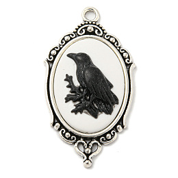 Honeyhandy Gothic Style Alloy with Resin Pendants, Bird, 42.5x23.5x6mm, Hole: 2.5mm