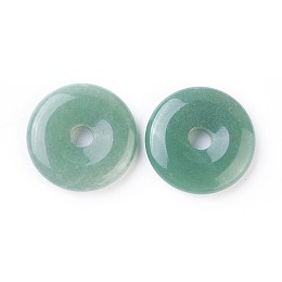 Honeyhandy Natural Green Aventurine Pendants, Donut/Pi Disc, Donut Width: 12~12.5mm, 30~31x6~7mm, Hole: 6mm