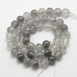Honeyhandy Natural Gemstone Cloudy Quartz Round Bead Strands, 6mm, Hole: 1mm, about: 63pcs/strand, 15.5 inch