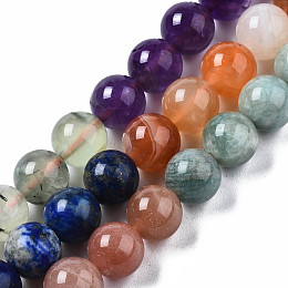 ARRICRAFT Natural Amazonite & Sunstone & Citrine & Amethyst & Prehnite & Botswana Agate & Lapis Lazuli Beads Strands, Round, 8mm, Hole: 0.8mm, about 46pcs/strand, 15.55 inch(39.5cm)