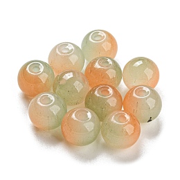 Two Tone Spray Painting Glass Beads, Imitation Jade Glass, Round, Orange, 10mm, Hole: 1.8mm, 200pcs/bag