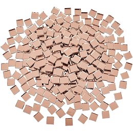 PandaHall Elite 280g/box Square Mosaic Tiles Mosaic Glass Pieces for Home Decoration or DIY Crafts, 10x10x3mm, PeachPuff