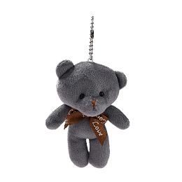 Honeyhandy PP Cotton Mini Animal Plush Toys Bear Pendant Decoration, with Ball Chain, Gray, 150mm