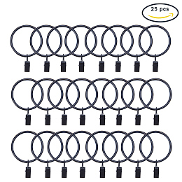 PandaHall Elite 25 Pack Black Iron Drapery Curtain Clips Rings, 1.2 Inch Interior Diameter Curtain Rings With 1.2 Inch Clips For Curtain