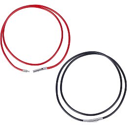 SUNNYCLUE 2Pcs 2 Colors Woven Necklace Rope with Stainless Steel Clasp Braided Woven Chain Woven Cords Necklace for Man Women DIY Bracelet Necklace Jewelry Making Accessories, Black & Red