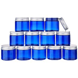 BENECREAT 12 Pack 50G Blue Plastic Cosmetic Cream Jars with Aluminum Lids for Makeup Lotion Sample Facial Cream and Other Skin Care Product