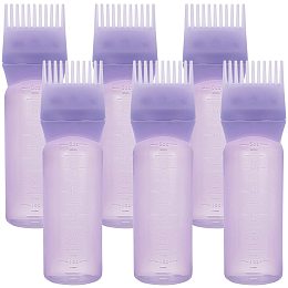 BENECREAT 6 Pack 6oz Root Comb Applicator Bottle Hair Dye Brush Bottle with Graduated Scale for Hair Coloring