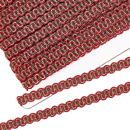 BENECREAT Braided Polyester Lace Trim, Garment Accessories, Red, 3/8 inch(10mm), about 16.40 Yards(15m)/Card