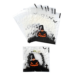 Honeyhandy Rectangle Plastic Cellophane Bags, for Halloween, Black, 13x10cm, Unilateral Thickness: 0.035mm, Inner Measure: 10x10cm, about 96~100pcs/bag