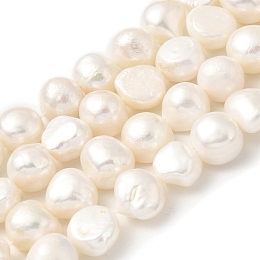 Natural Cultured Freshwater Pearl Beads Strands, Two Sides Polished, Grade 3A+, Antique White, 11~12mm, Hole: 0.5mm, about 17pcs/strand, 7.09 inch(18cm)