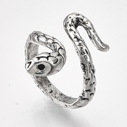 Honeyhandy Alloy Cuff Finger Rings, Snake, Antique Silver, Size 5, 15.5mm