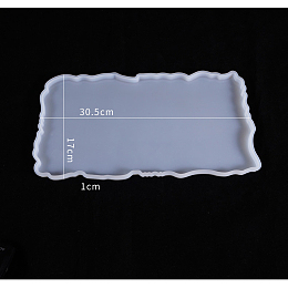 Honeyhandy Waved Rectangle Fruit Tray Silicone Molds, for UV Resin, Epoxy Resin Craft Making, White, 305x170x10mm