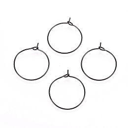 Honeyhandy 316L Surgical Stainless Steel Hoop Earring Findings, Wine Glass Charms Findings, Electrophoresis Black, 21x0.7mm, 21 Gauge