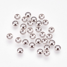 Honeyhandy Apetalous 201 Stainless Steel Bead Caps, Stainless Steel Color, 4x1.5mm, Hole: 0.8mm