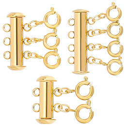 Unicraftale 3Pcs 3 Styles 304 Stainless Steel Slide Lock Clasps, with Spring Ring Clasps, Necklace Layering Clasps, Multi-Strand, for Jewelry Making, Golden, 21x15~24.5x7mm, Hole: 1.5mm, 1pc/style