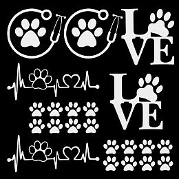 GORGECRAFT 8 Sheets 4 Style Pawprints Car Stickers Self-Adhesive White Love with Paw Stethoscope Decals for Trucks SUV Vans Walls Windows Animal Footprint Easy Application Art Decoration