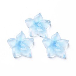 Honeyhandy Transparent Epoxy Resin Cabochons, Flower, Light Sky Blue, 21x20x5.5mm