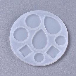 Honeyhandy Silicone Molds, Resin Casting Molds, For UV Resin, Epoxy Resin Jewelry Making, Mixed Shapes, teardrop, & Flat Round & Rhombus, White, 92x5mm