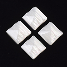 Honeyhandy Resin Cabochons, Imitation Shell, Square, Antique White, 20x20x5mm