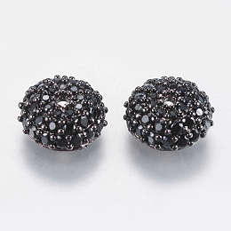 Honeyhandy Brass Micro Pave Cubic Zirconia Bead Cap, Apetalous, Gunmetal, 8x3mm, Hole: 0.8mm