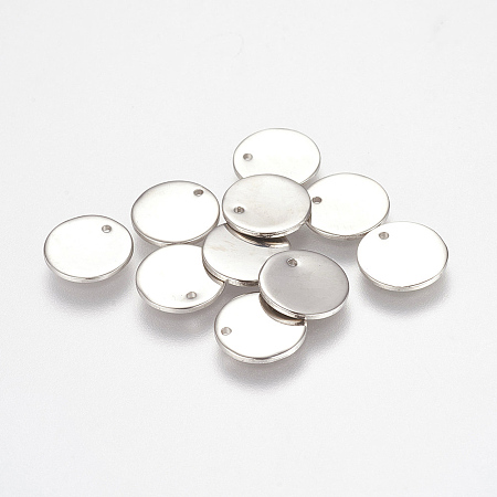 Honeyhandy 304 Stainless Steel Stamping Blank Tag Charms, Flat Round, Stainless Steel Color, 10x1mm, Hole: 1.2mm