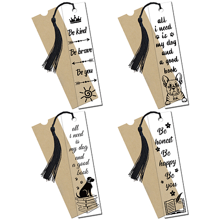 GLOBLELAND 4Set Acrylic Bookmark Dog Theme Clear Rectangle Acrylic Book Marker Tags Reading Page Bookmarker Inspirational Graduation Gift Bookmarks for Home Decoration and Present Tags