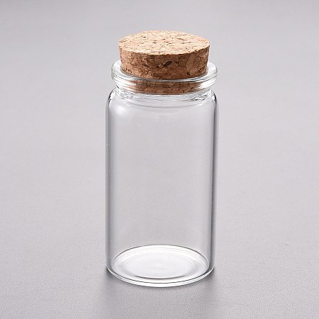 Honeyhandy Glass Bead Containers, with Cork Stopper, Wishing Bottle, Clear, 3.7x7.15cm, Capacity: 50ml(1.69 fl. oz)