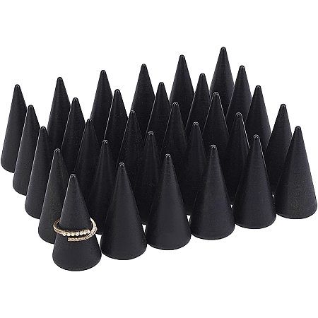 FINGERINSPIRE 30 Pcs Wood Cone Ring Holder Finger Jewelry Display Stand（Burlywood 1x2 Inch） Ring Display Stands Organizer DIY Craft for Retail Jewelry Organizer Holder