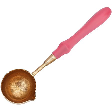 CRASPIRE Sealing Wax Melting Spoon Pink Wax Seal Handle Brass Melting Spoon for Sealing Wax Stamp Cards Envelopes Halloween Witchcraft Party Invitations Wine Packages Letter Sealing