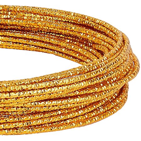 BENECREAT 12 Gauge 33 Feet Textured Gold Wire Diamond Cut Aluminum Craft Wire for Ornaments Making and Other Jewelry Craft Work