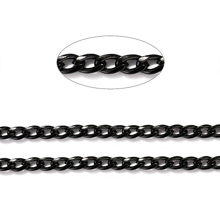 Honeyhandy 304 Stainless Steel Cuban Link Chains, Curb Chains, Twisted Chains, Unwelded, with Spool, Faceted, Electrophoresis Black, 5.5x3.8x1mm, about 32.8 Feet(10m)/roll