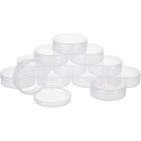BENECREAT 20Pack PP Round Bead Storage Containers Cylinder Bead Containers Clear Storage Organizer Box 2x0.7 inch with Screw Lids for Eye Shadow, Powder, Beads, Jewelry and Small Items