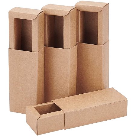 BENECREAT 20 Pack Kraft Paper Drawer Box 3.7x1.5x1.5 Inch Brown Soap Jewelry Candy Boxes Small Gift Boxes for Gift Wrapping, Christmas, Wedding, Party Favors