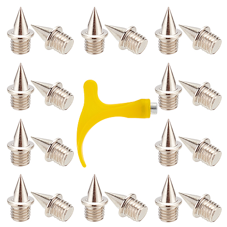 GORGECRAFT 50Pcs 1/4 Inch Track Spikes with Spike Wrench Stainless Steel Replacement Pyramid Spikes for Sports Shoes Long Jump Track Field Sprint Jogging Running Hiking Outdoor Accessories
