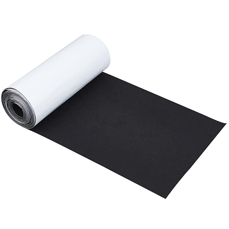 Polyester Felt Sticker, Self Adhesive Fabric, Rectangle, Black, 25x0.1cm, about 4m/roll