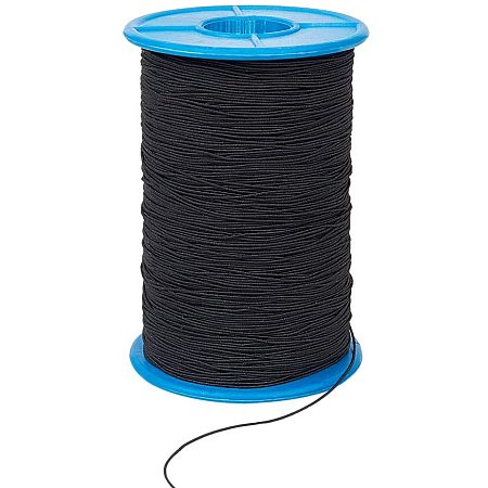 PandaHall Elite 380yards 0.6mm Black Elastic Cord Elastic Beading Cord Stretchy String Beading String for Crafts, Hair Ties and Home Uses Bracelets Jewelry Crafts Making, Beading and Sewing