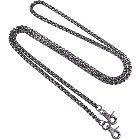 CHGCRAFT 2pcs Gunmetal Purse Strap Chains Handbag Clutch Bag Replacement Chain Accessories with Alloy Swivel Clasp for DIY Crafting Bag 46.5 inches