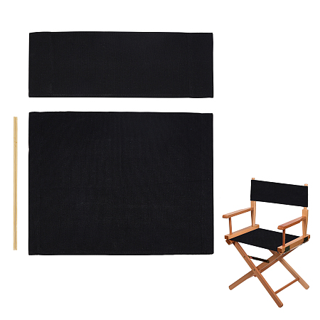 AHANDMAKER Casual Directors Chair Cover Kit, Replacement Bamboo Stick, Canvas Seat and Canvas Stool Protector for Home Director Chair, Black, 54x41x0.1cm
