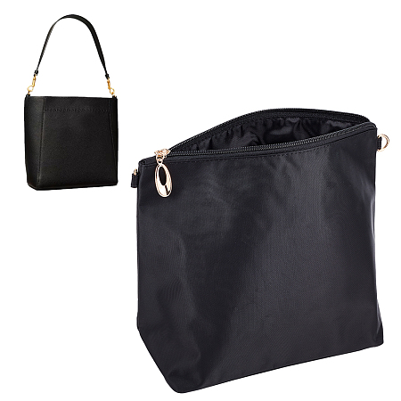 WADORN Purse Bag Organizer Insert, Nylon Handbag Organizer Insert Inside Liner Shaper Bag in Bag Women Tote Bag Organizer with Multi Pockets Bucket Bag Zipper Inner Pocket Divider, 5.4x7.4 Inch, Black